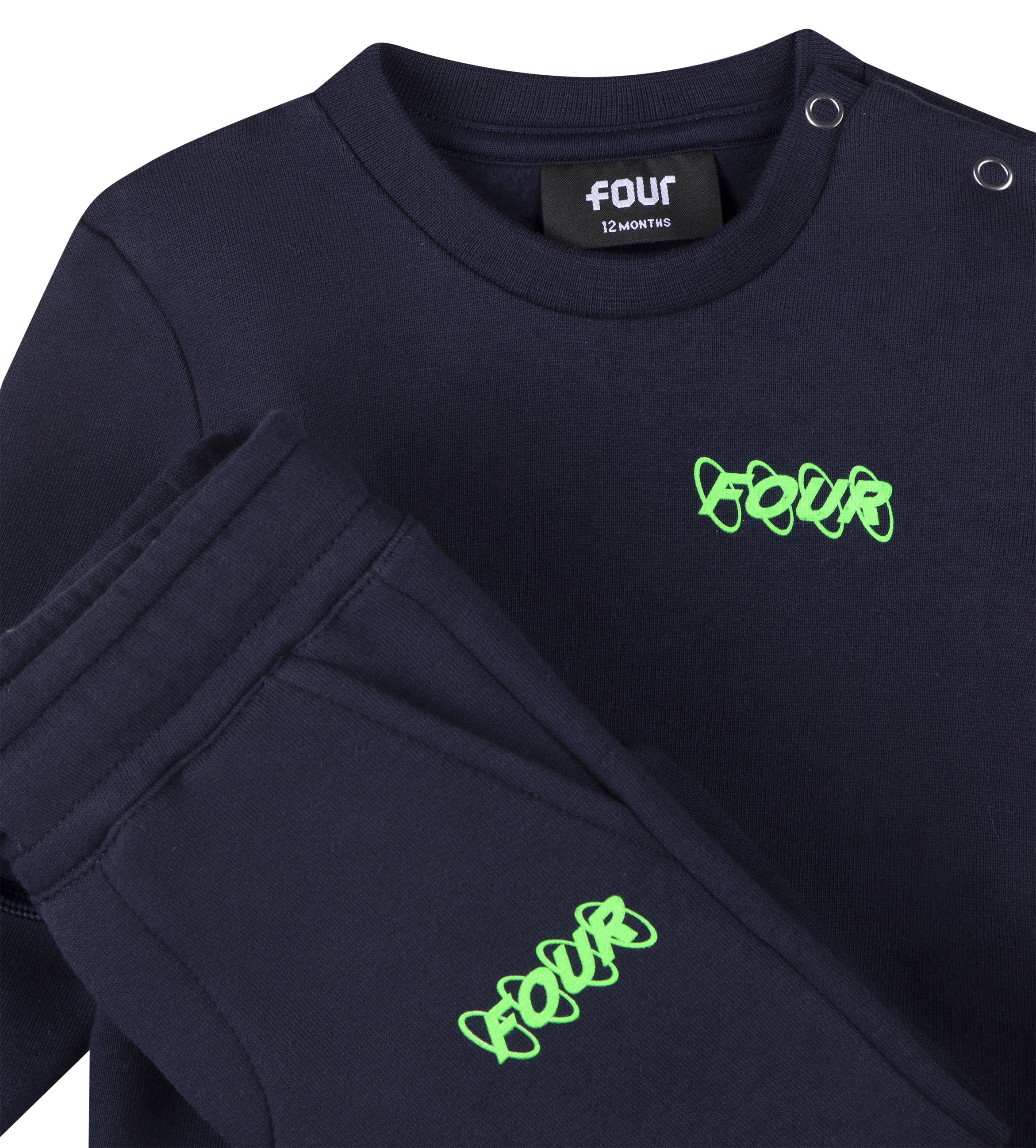 Baby Neon Green Circles Logo Set Marine Blue
