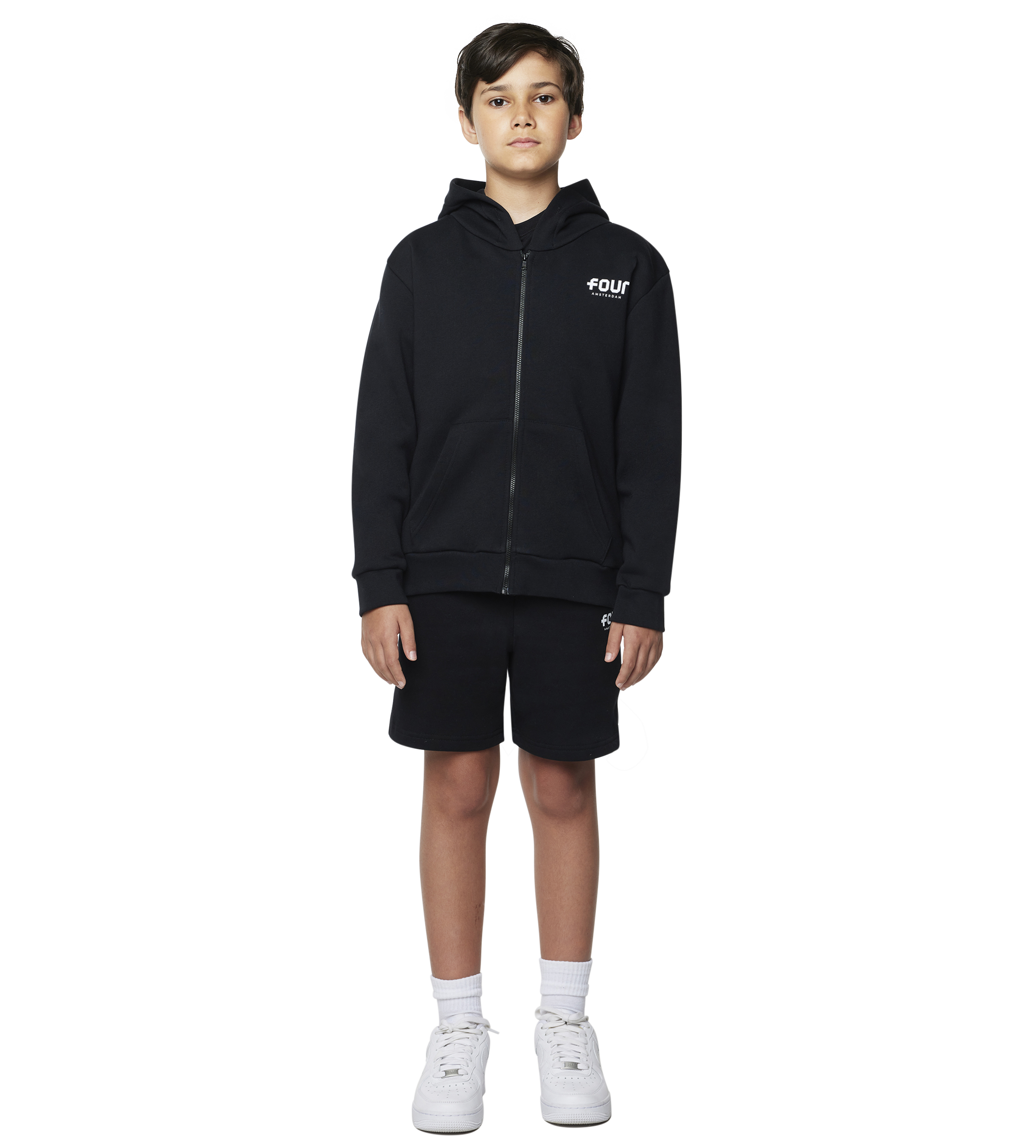 Logo Zip Up Hoodie Black