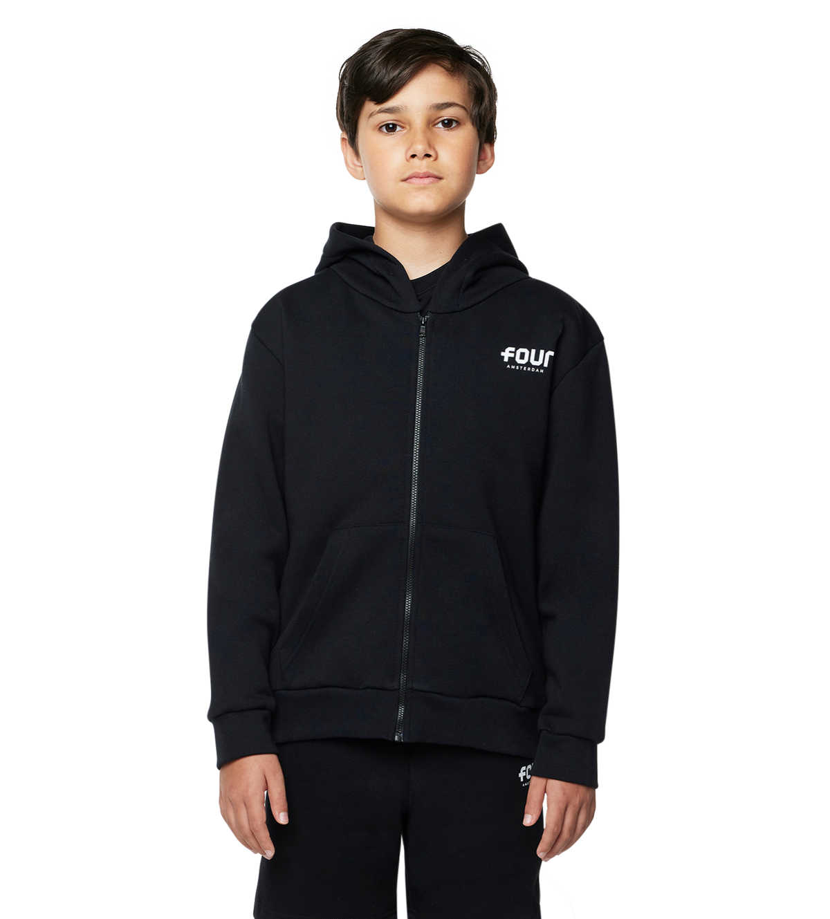 Logo Hoodie Met Rits Zwart