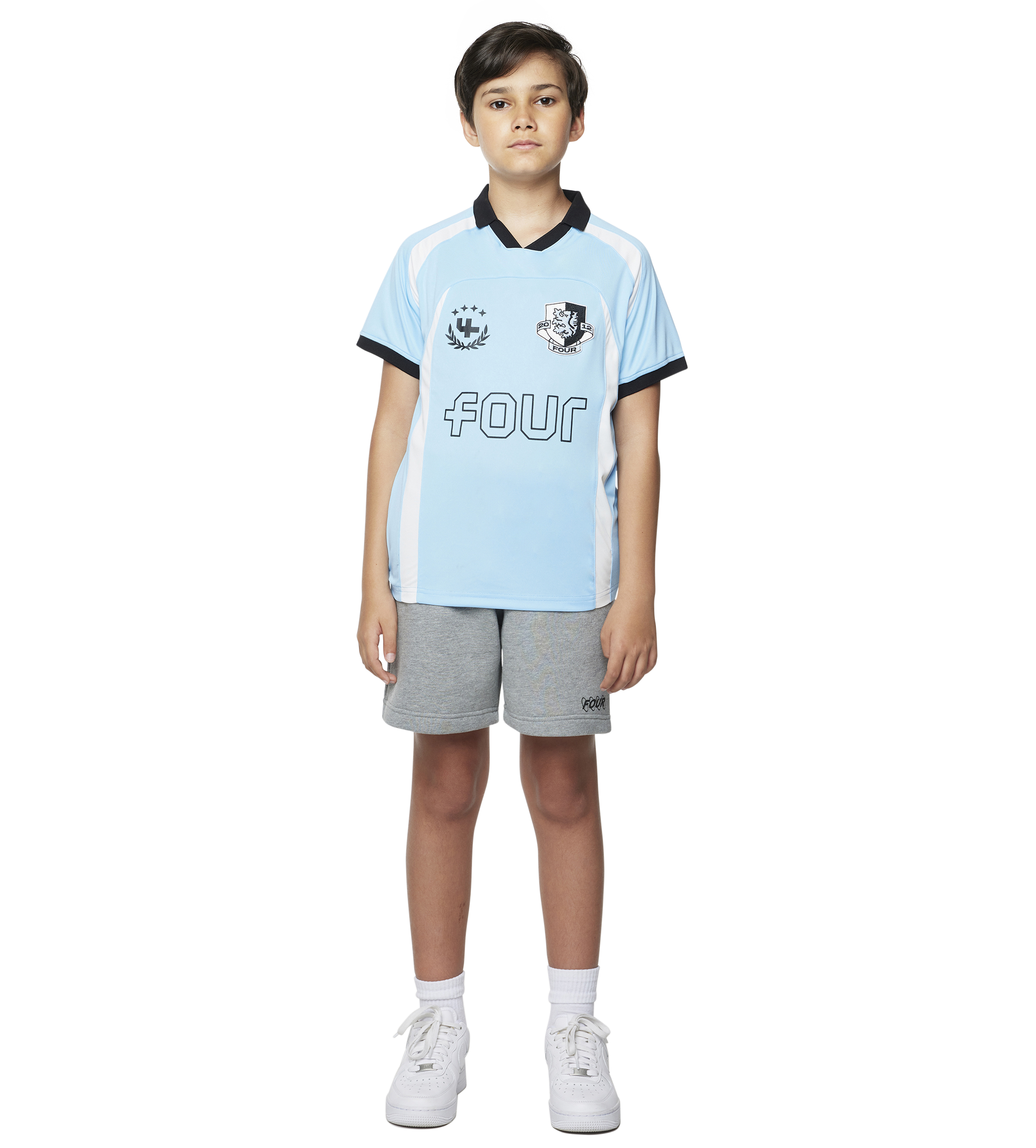 Kids Football T-shirt - C9 Logo – Sky Blue/ White