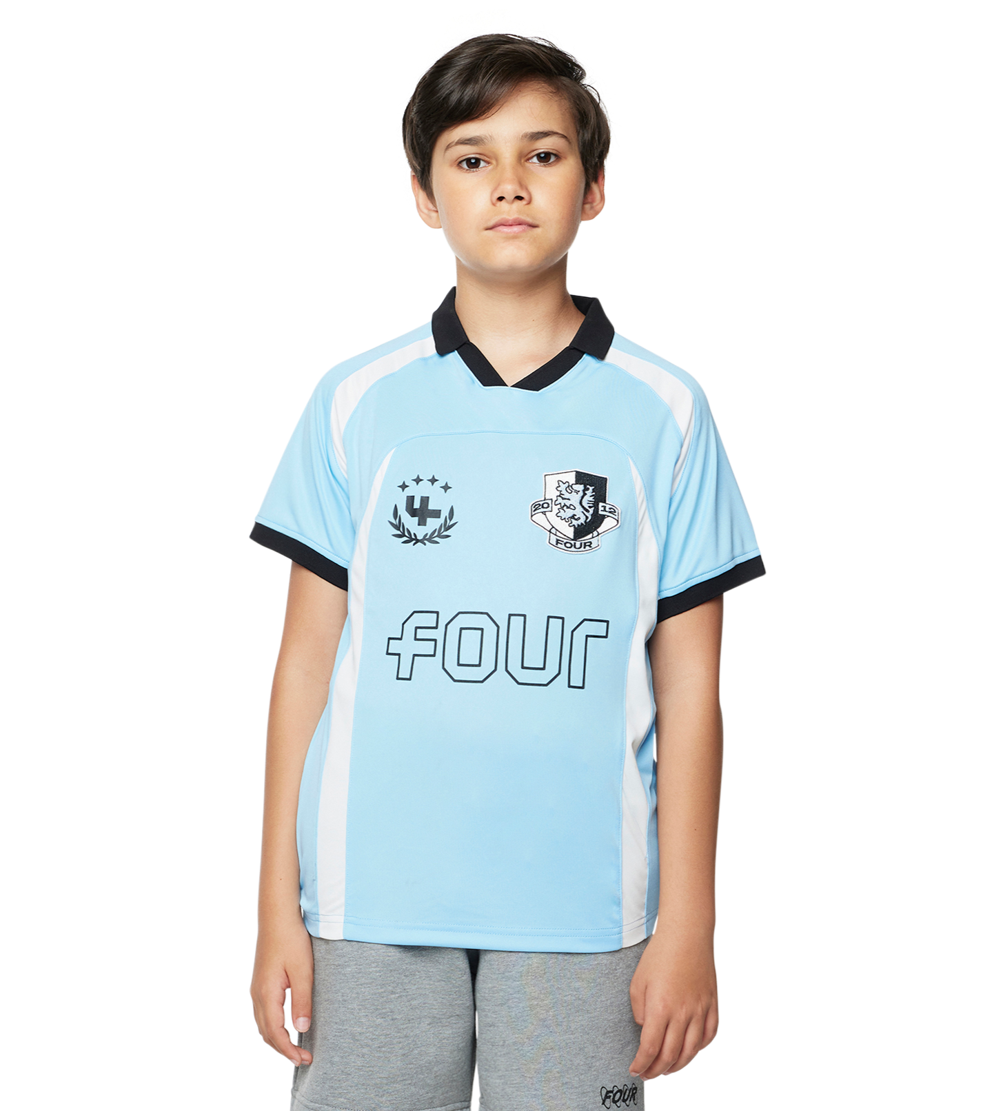 Kids Football T-shirt - C9 Logo – Sky Blue/ White