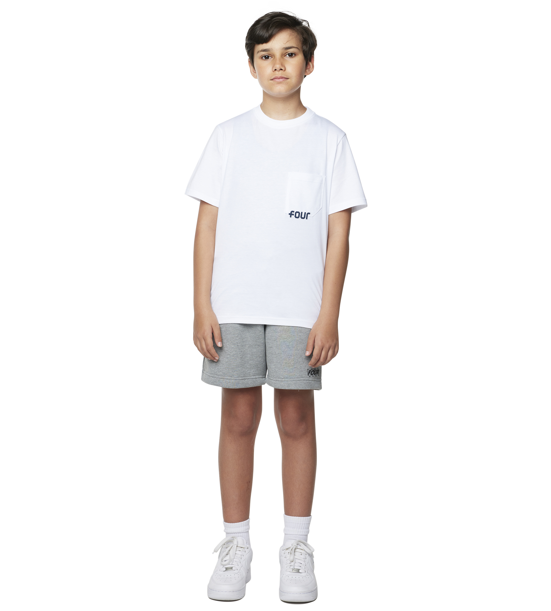 Four Kids Logo Pocket Tee White
