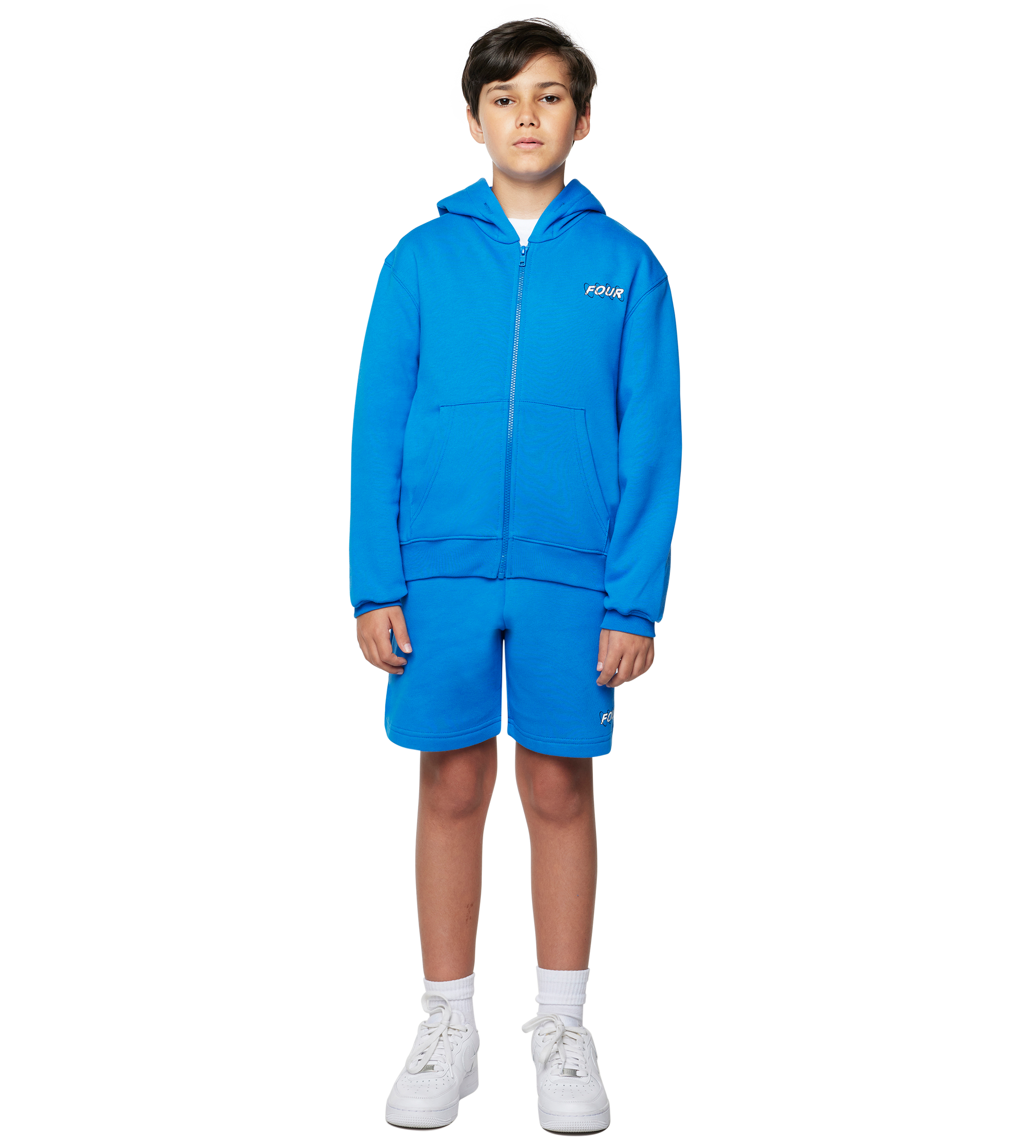 Circles Zip Up Hoodie Princess Blue/ White