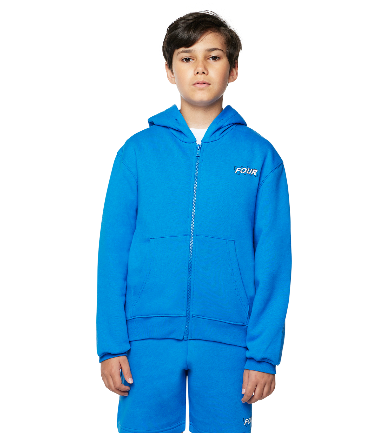 Circles Zip Up Hoodie Princess Blue/ White