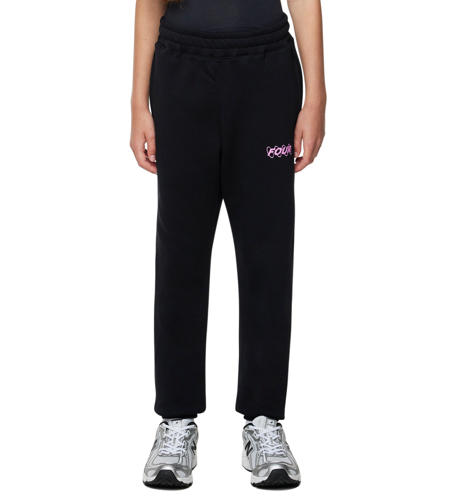 Pink Circles Logo Sweatpants Black