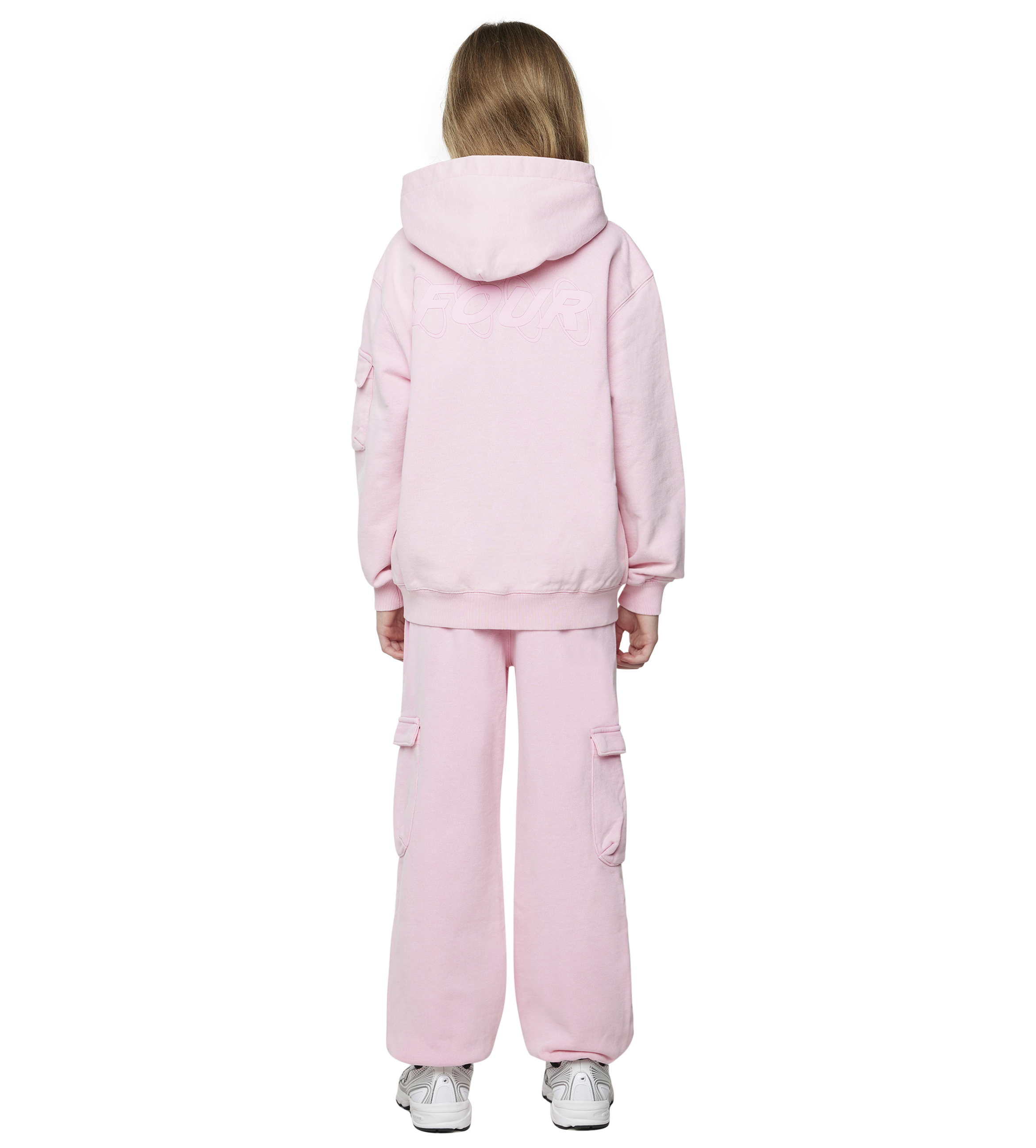 Circles Boxy Zip Up Hoodie Washed Candy Pink