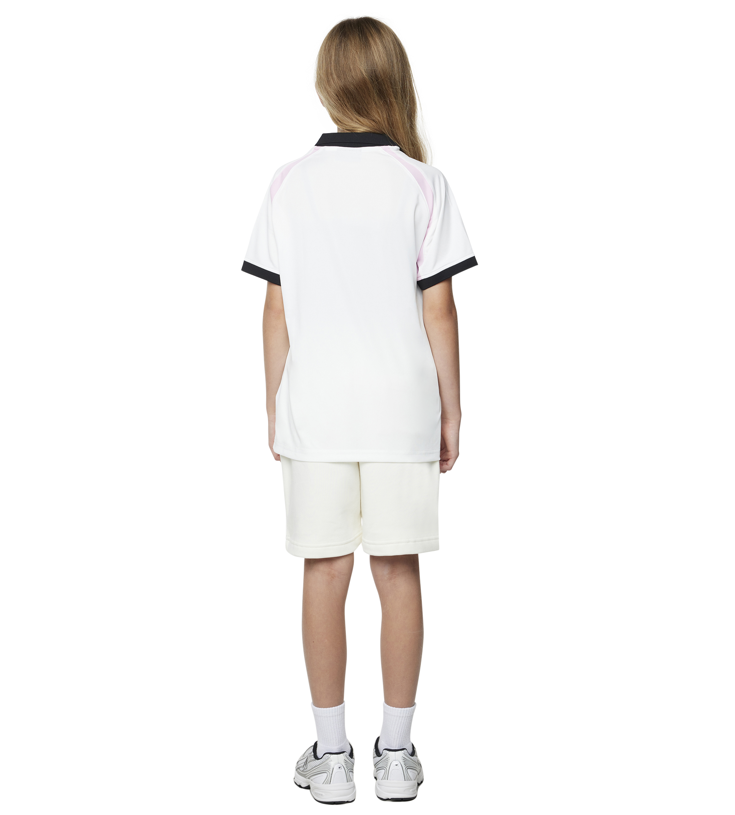 Kids Football T-shirt - C9 Logo – White/ Soft Pink