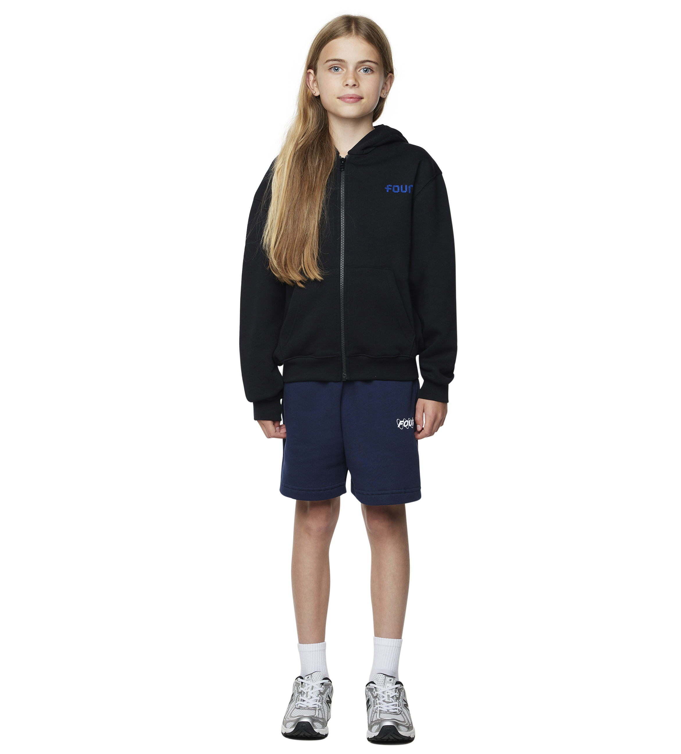 Scan Logo Zip Up Hoodie Black/ Princess Blue