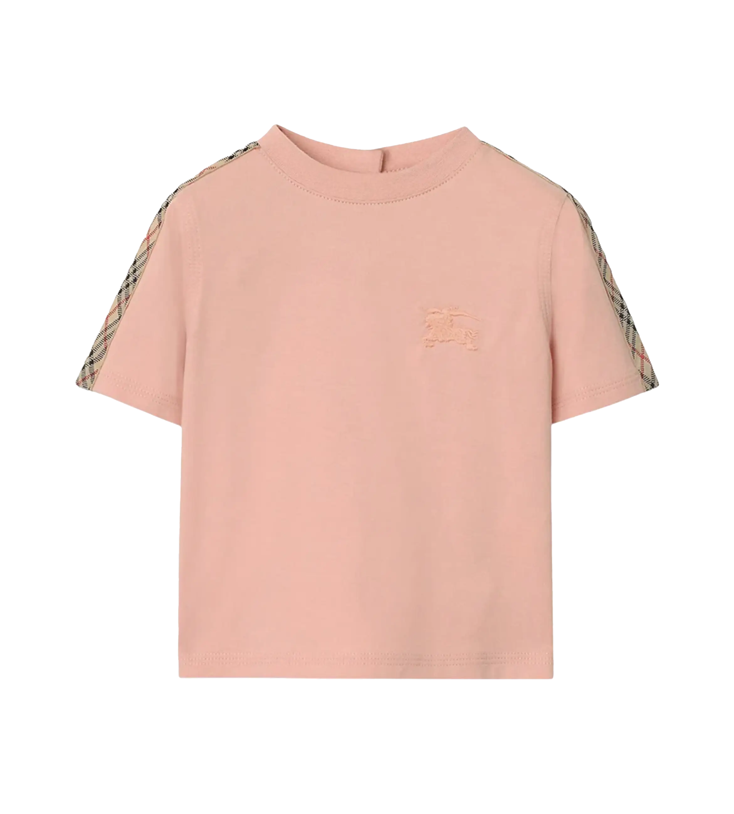 Burberry Pink Jersey T-shirt with Check Trim in Pink (Baby)