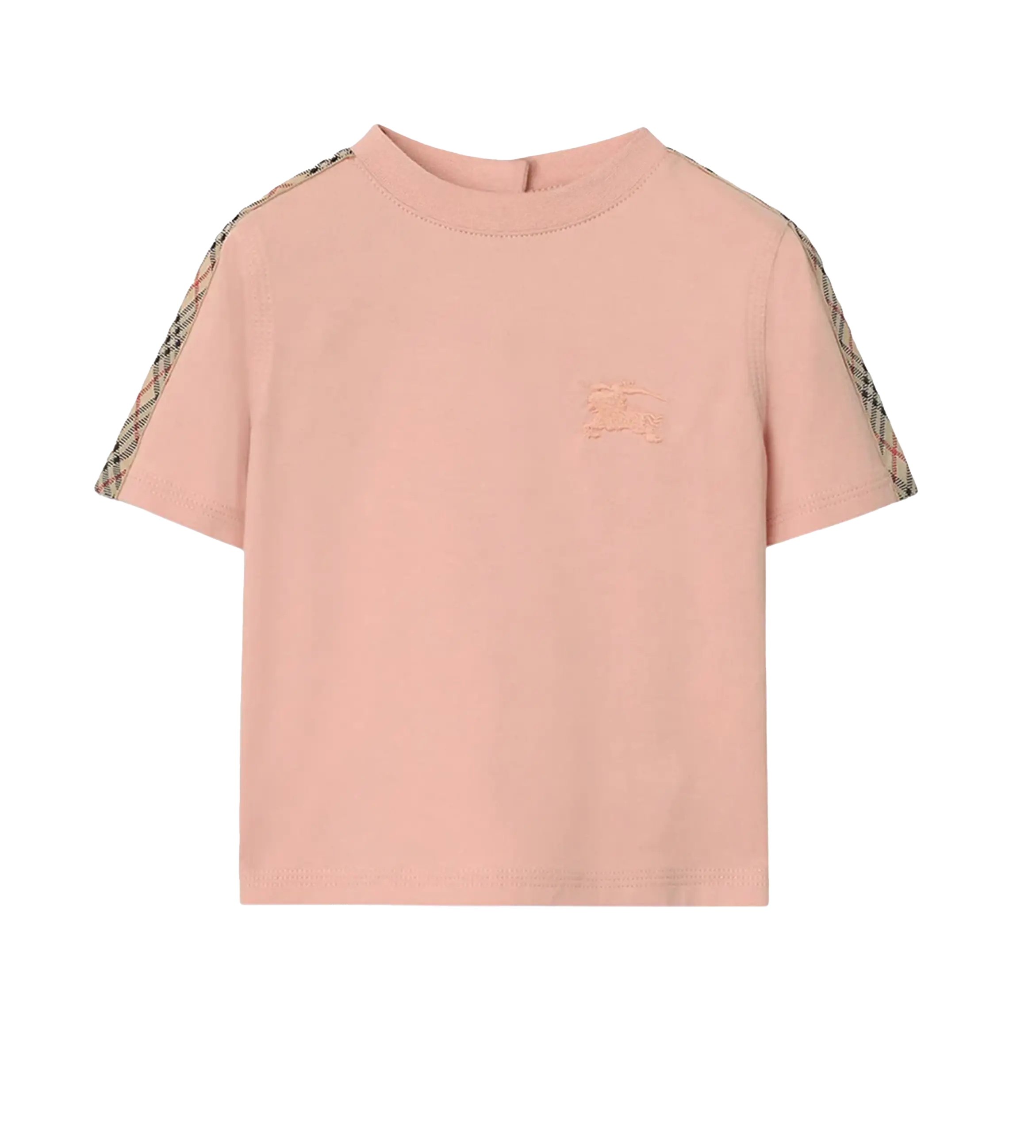 Burberry Pink Jersey T-shirt with Check Trim in Pink (Baby)