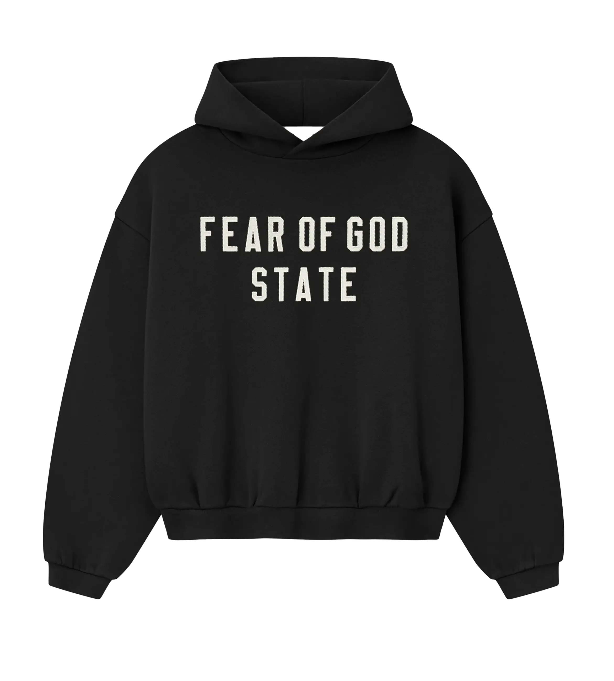 Fear of God Essentials 90s Fit Fleece Hoodie in Jet Black (Kids)