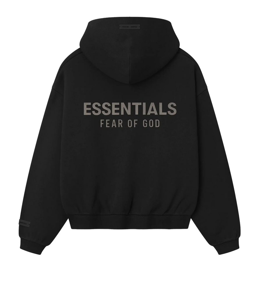Essentials Classic Fleece Zip Up Hoodie in Jet Black (Kids)