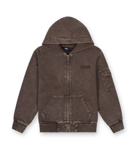 Circles Boxy Zip Up Hoodie Washed Brown