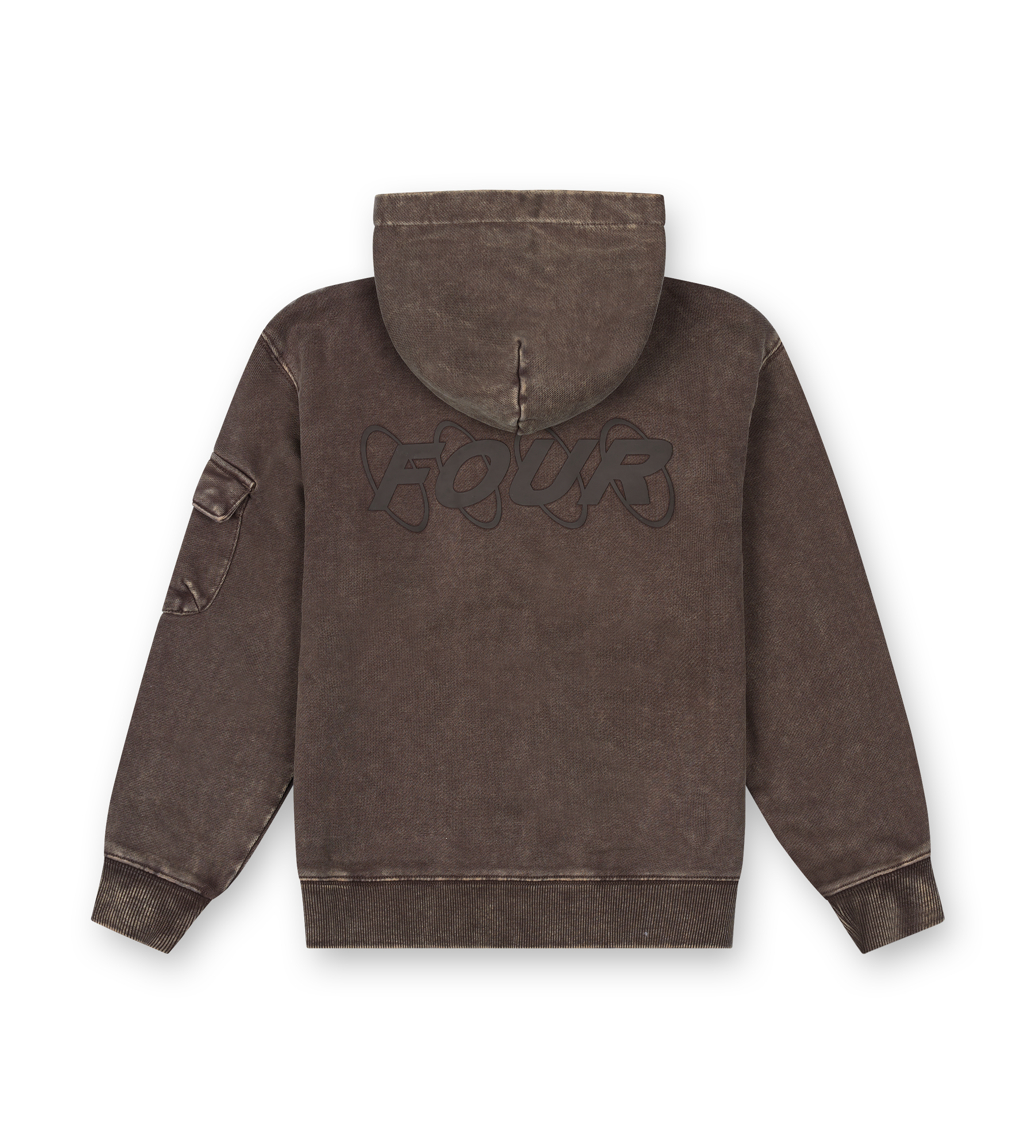 Circles Boxy Zip Up Hoodie Washed Brown