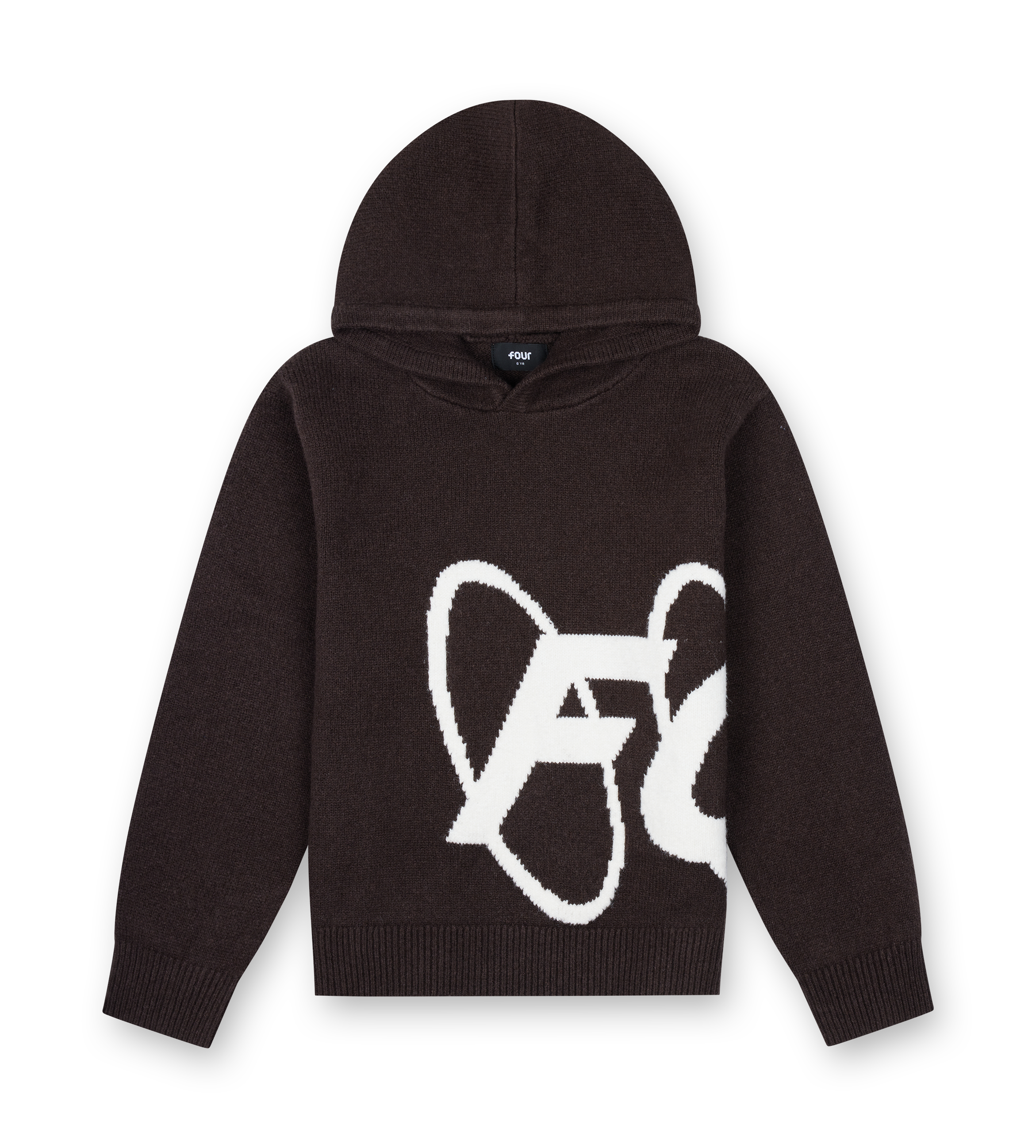 Big Circles Knitted Hoodie Brown