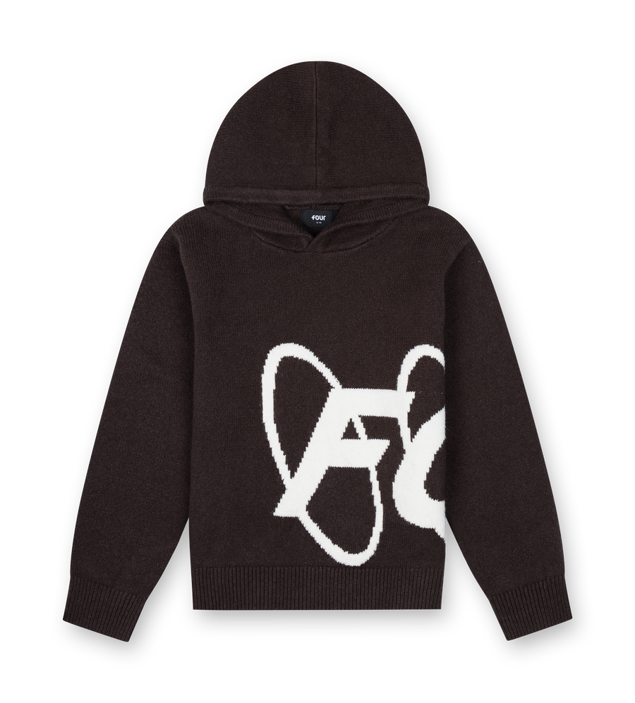 Big Circles Knitted Hoodie Brown