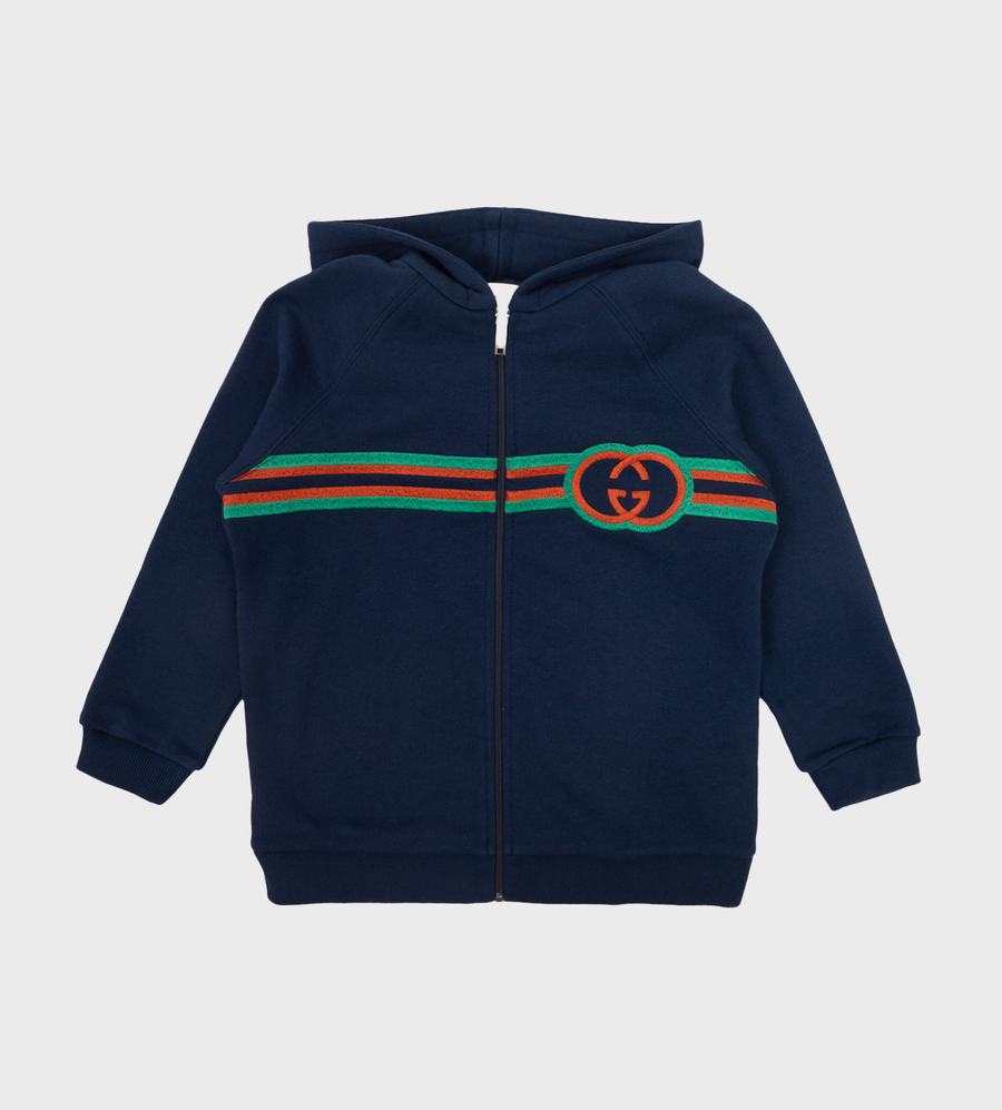 Baby Interlocking G Logo Zipped Hoodie Blue