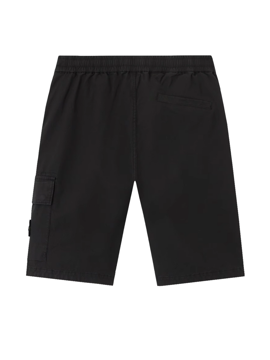 Stone Island Junior Stretch Cotton Cargo Shorts in Black