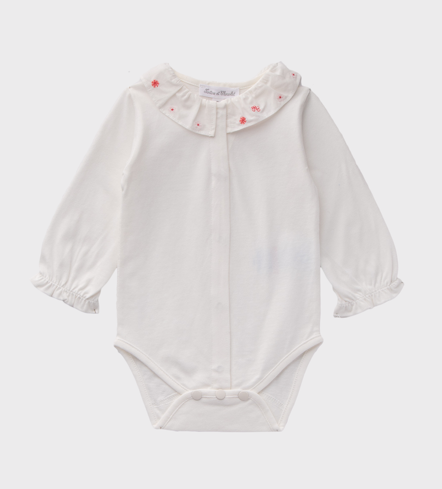 Collar-Detail Bodysuit White