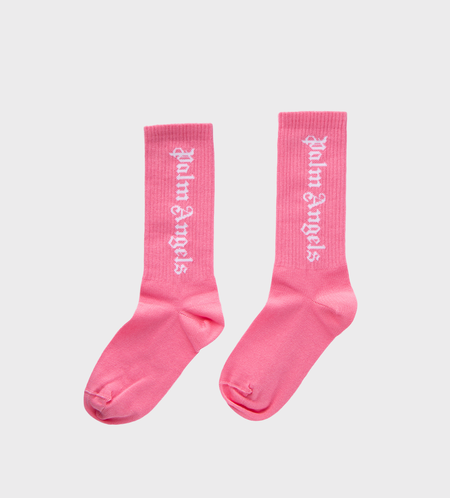 Ribbed Logo-Print Socks Pink