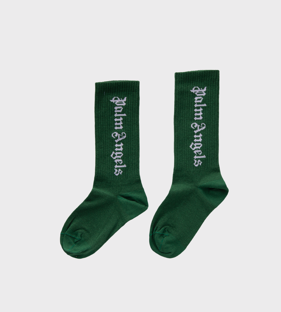 Ribbed Logo-Print Socks Green