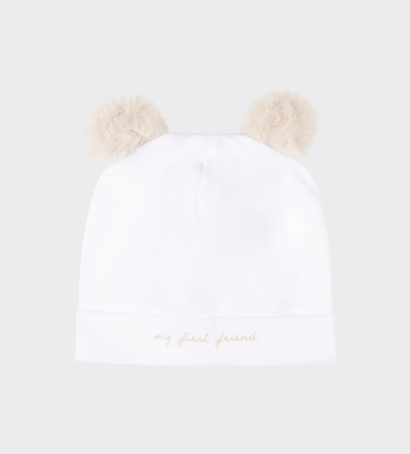 Bonnet Teddy Bear Ears White/Beige