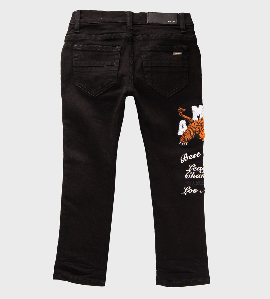 Tiger Embroidery Jeans Black
