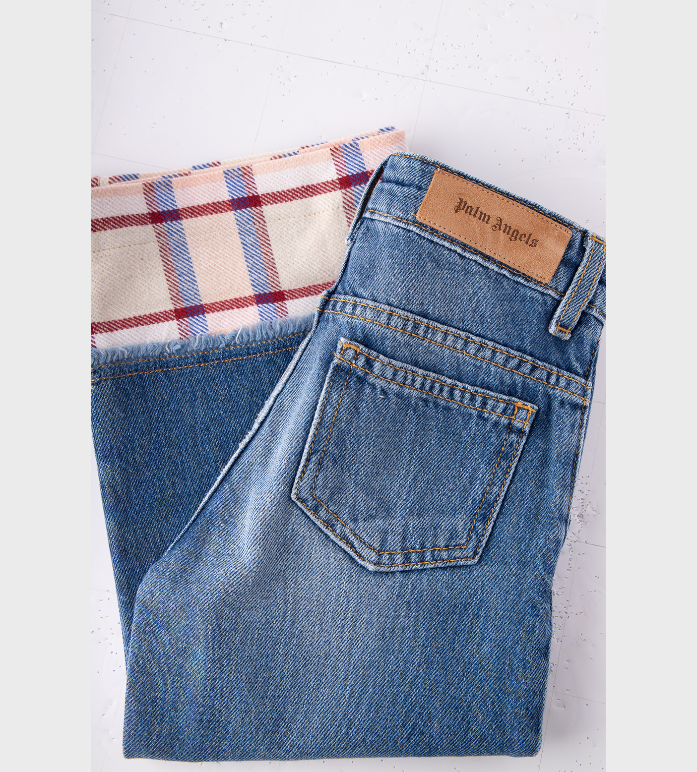 Check Print Jeans Blue