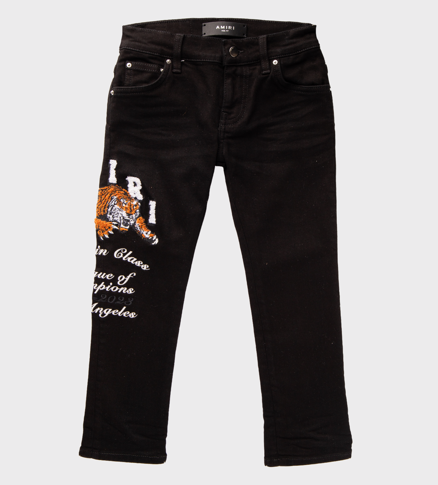 Tiger Embroidery Jeans Black