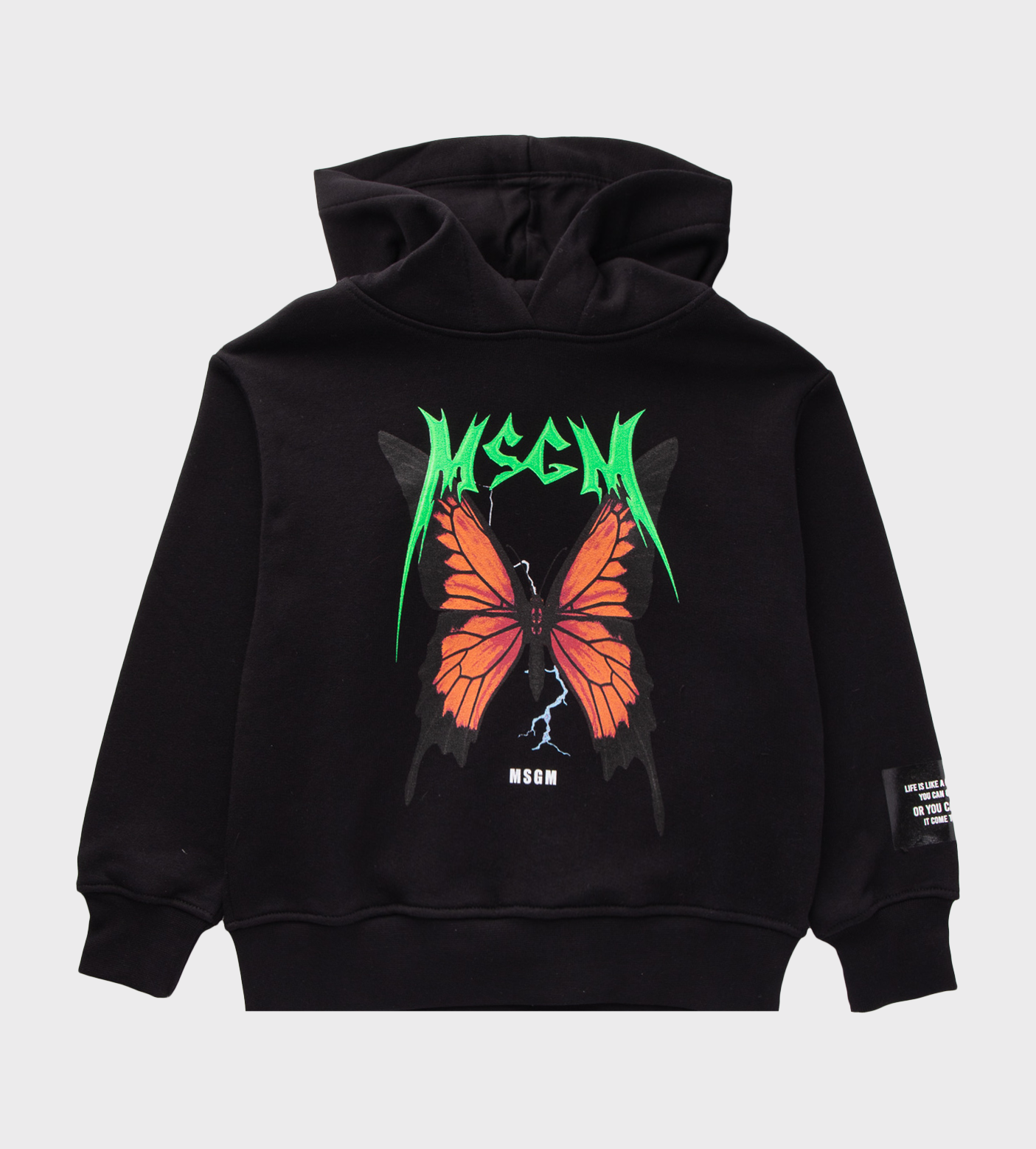 Printed Cotton Hoodie Black