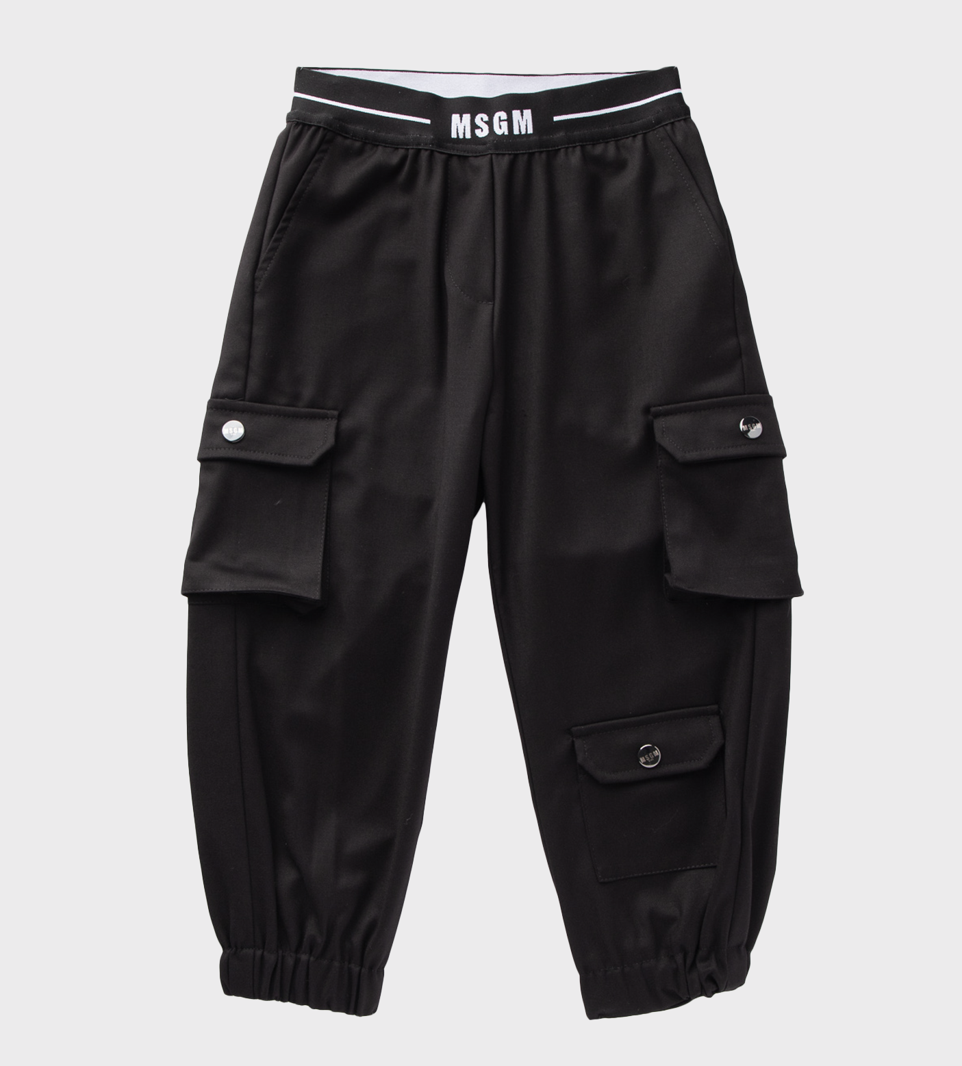 Logo-Waistband Elasticated-Ankles Trousers Black
