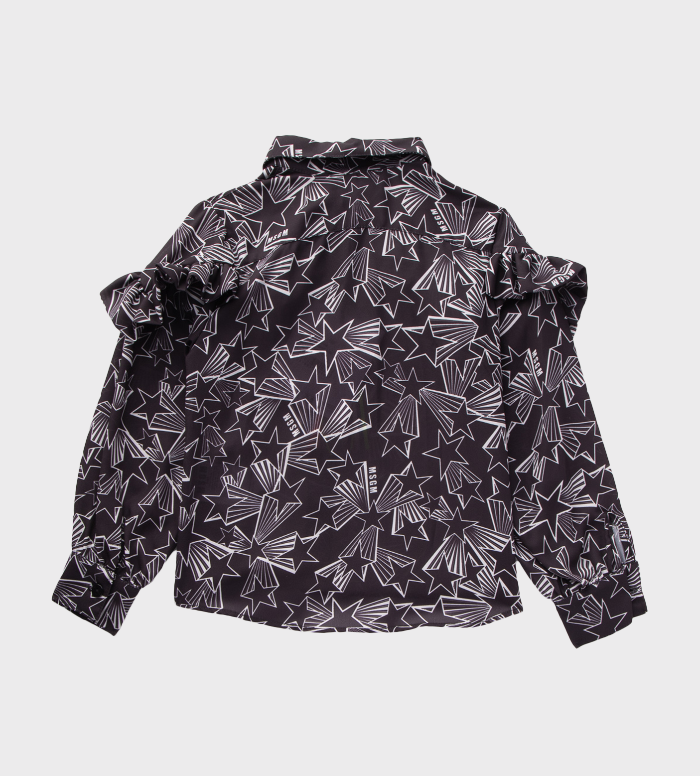 Stars-Print Ruffled Long-Sleeve shirt Black