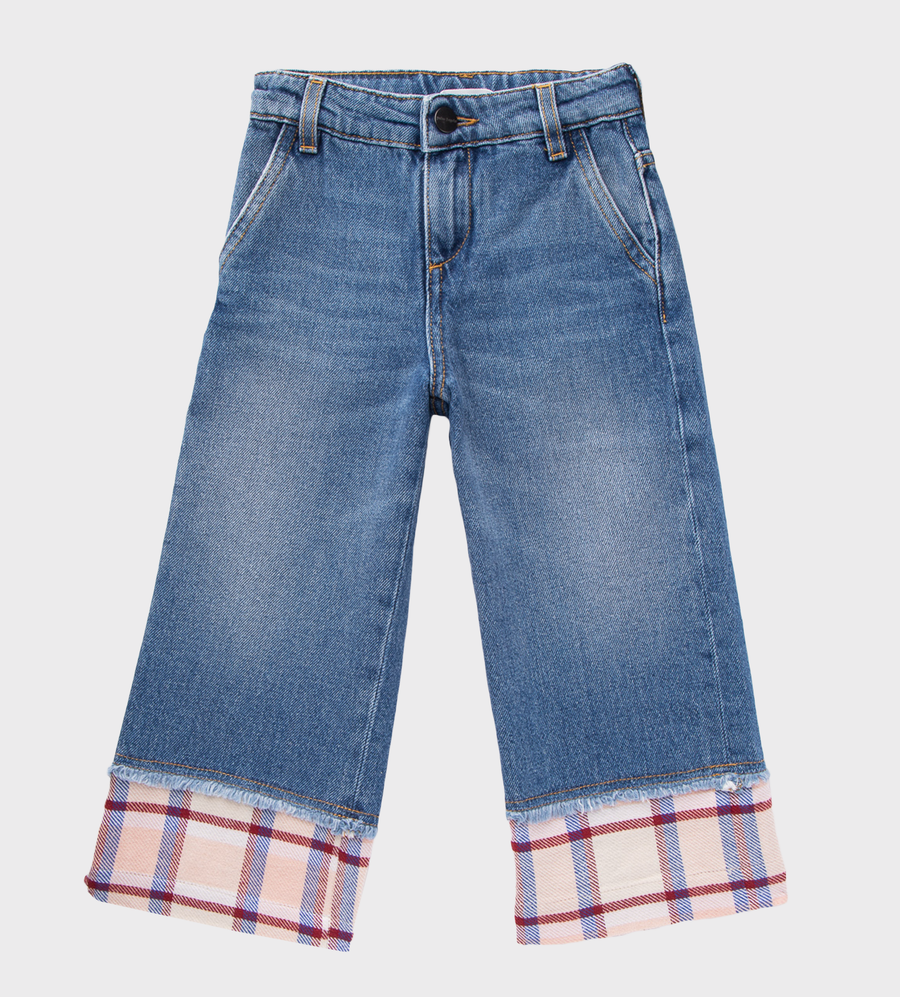 Check Print Jeans Blue