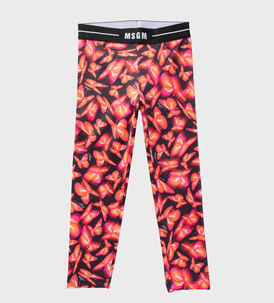 Butterfly Print Logo-Waist Legging Multi