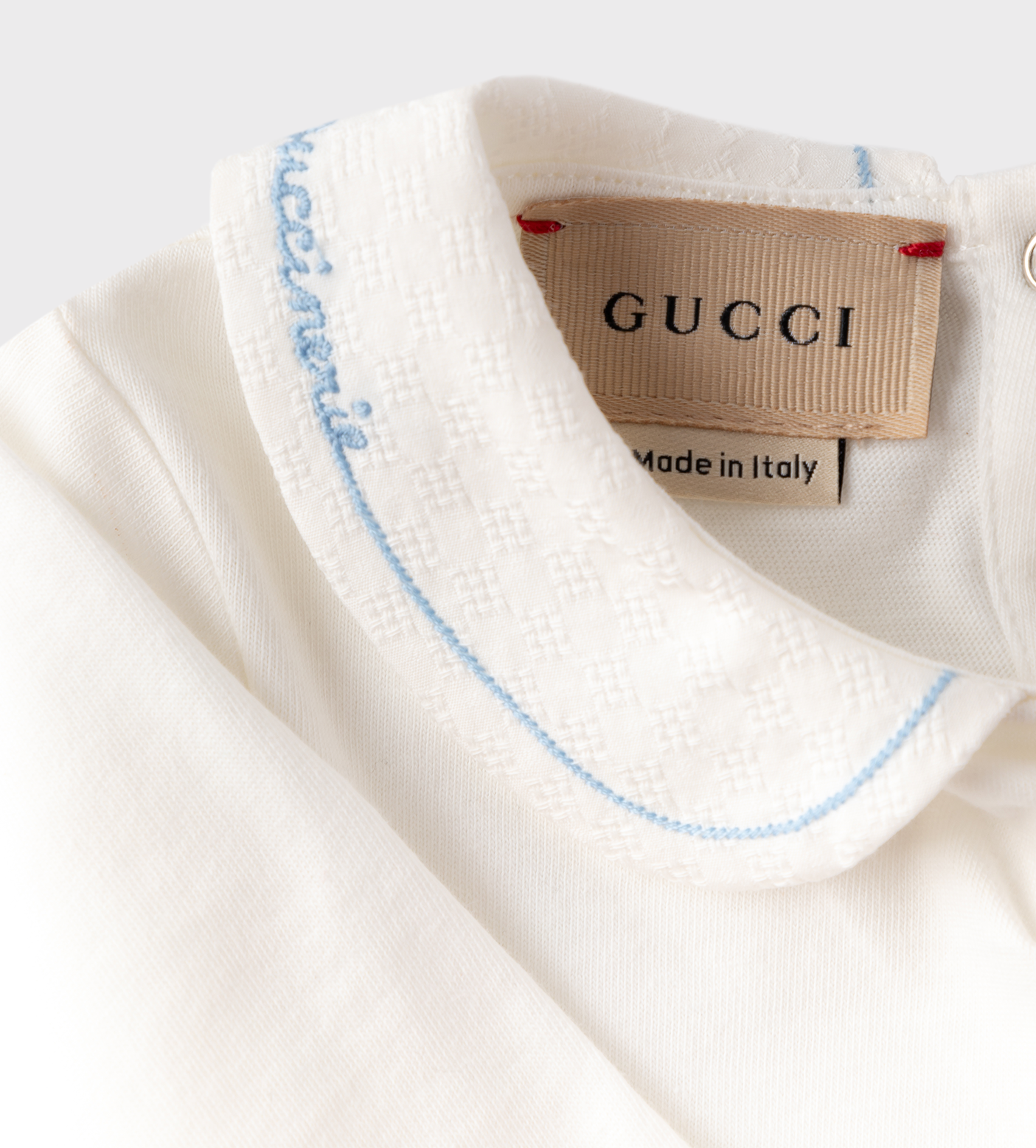 Logo-Embroidered Cotton Bodysuit White/Blue
