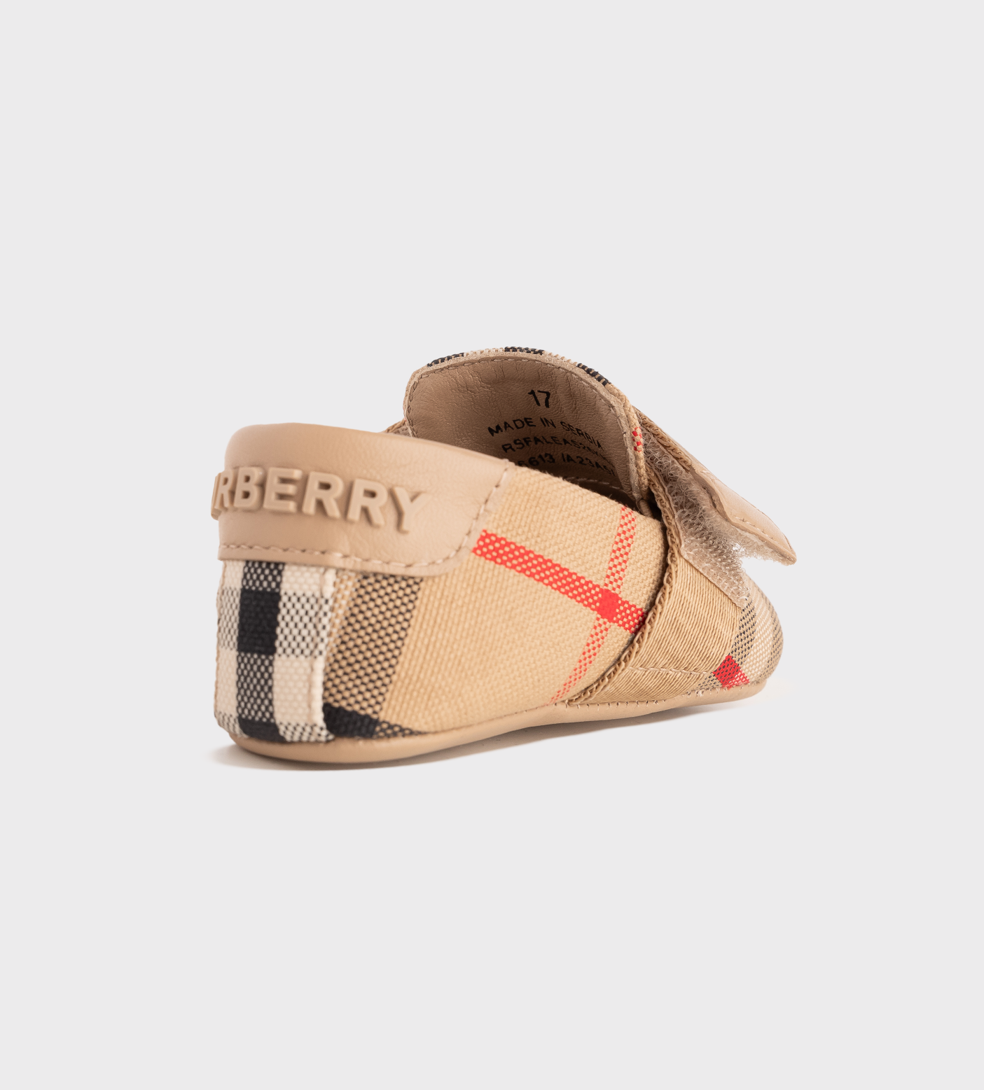 Baby Check-Print Touch-Strap Crib Shoes Beige