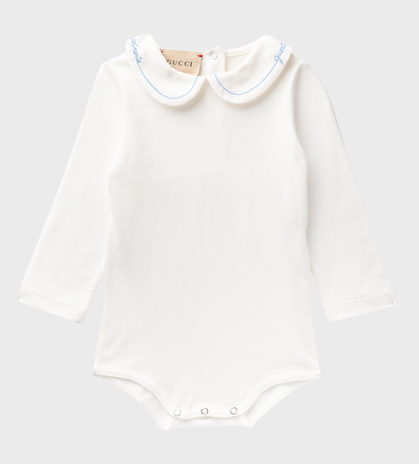 Logo-Embroidered Cotton Bodysuit White/Blue