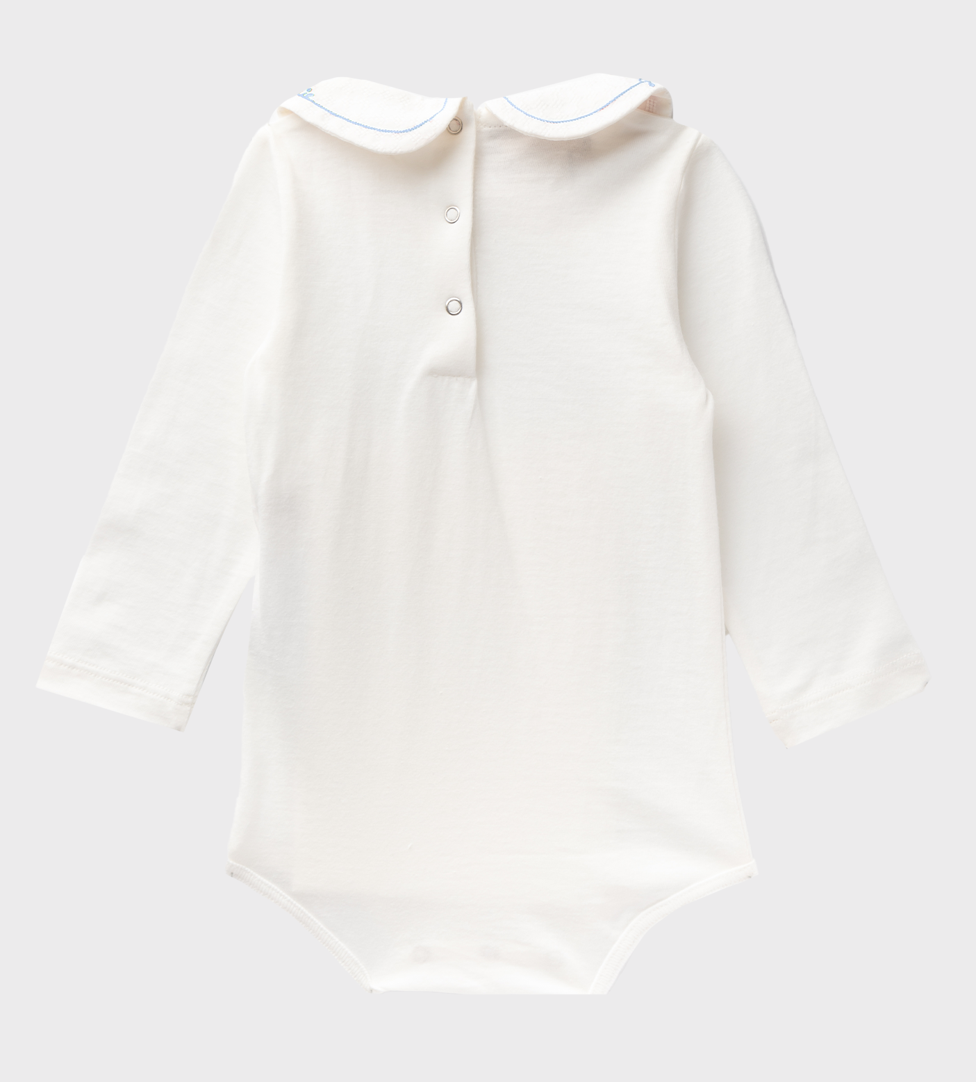 Logo-Embroidered Cotton Bodysuit White/Blue
