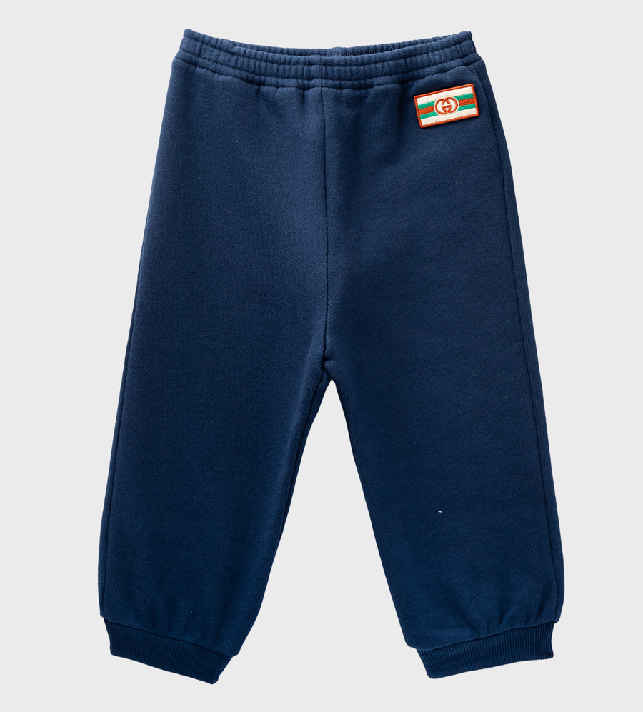 Baby Logo-Patch Cotton Track Pants Blue