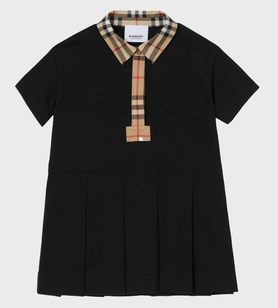 Baby Vintage Check Polo Dress Black