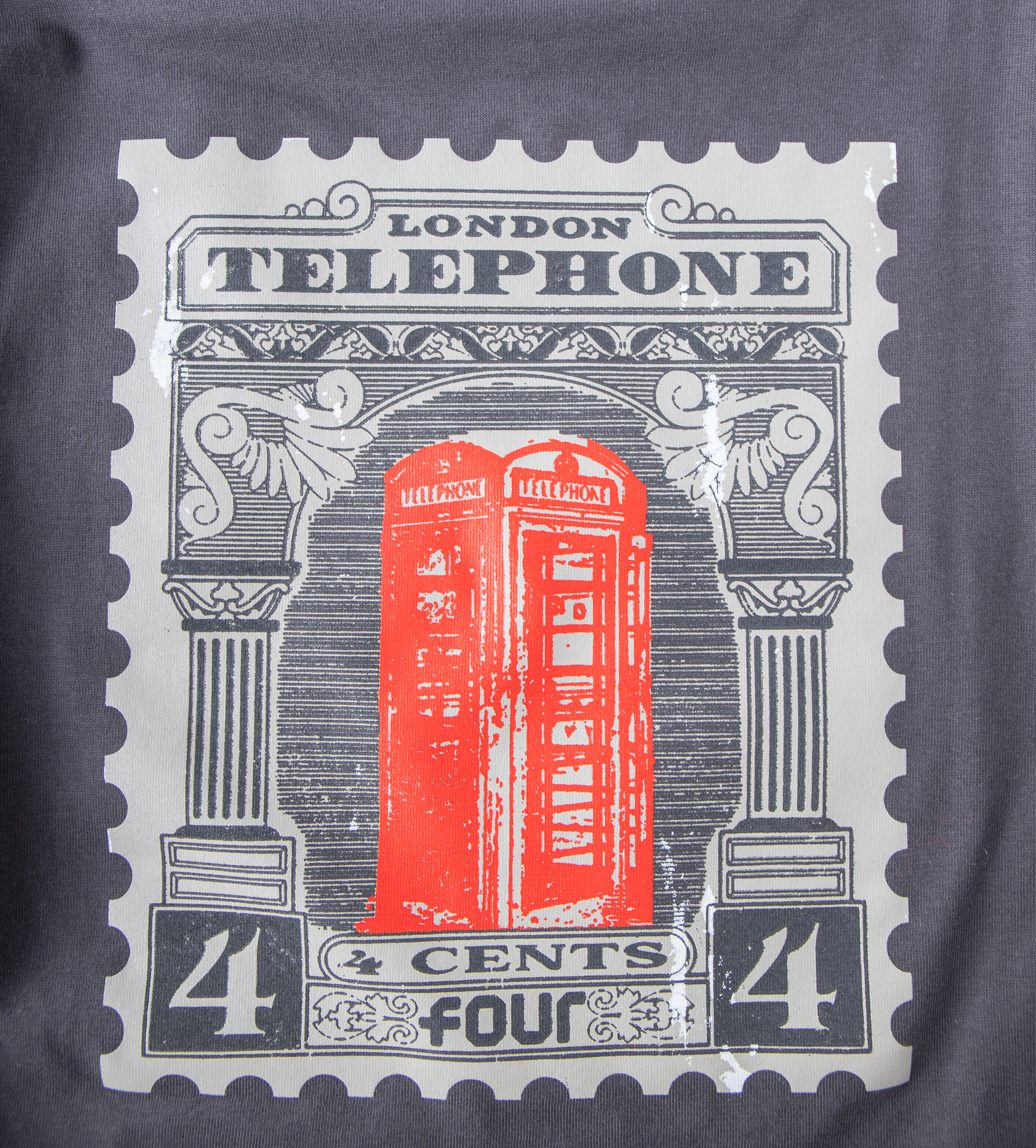 London Telephone Stamp T-shirt Asphalt