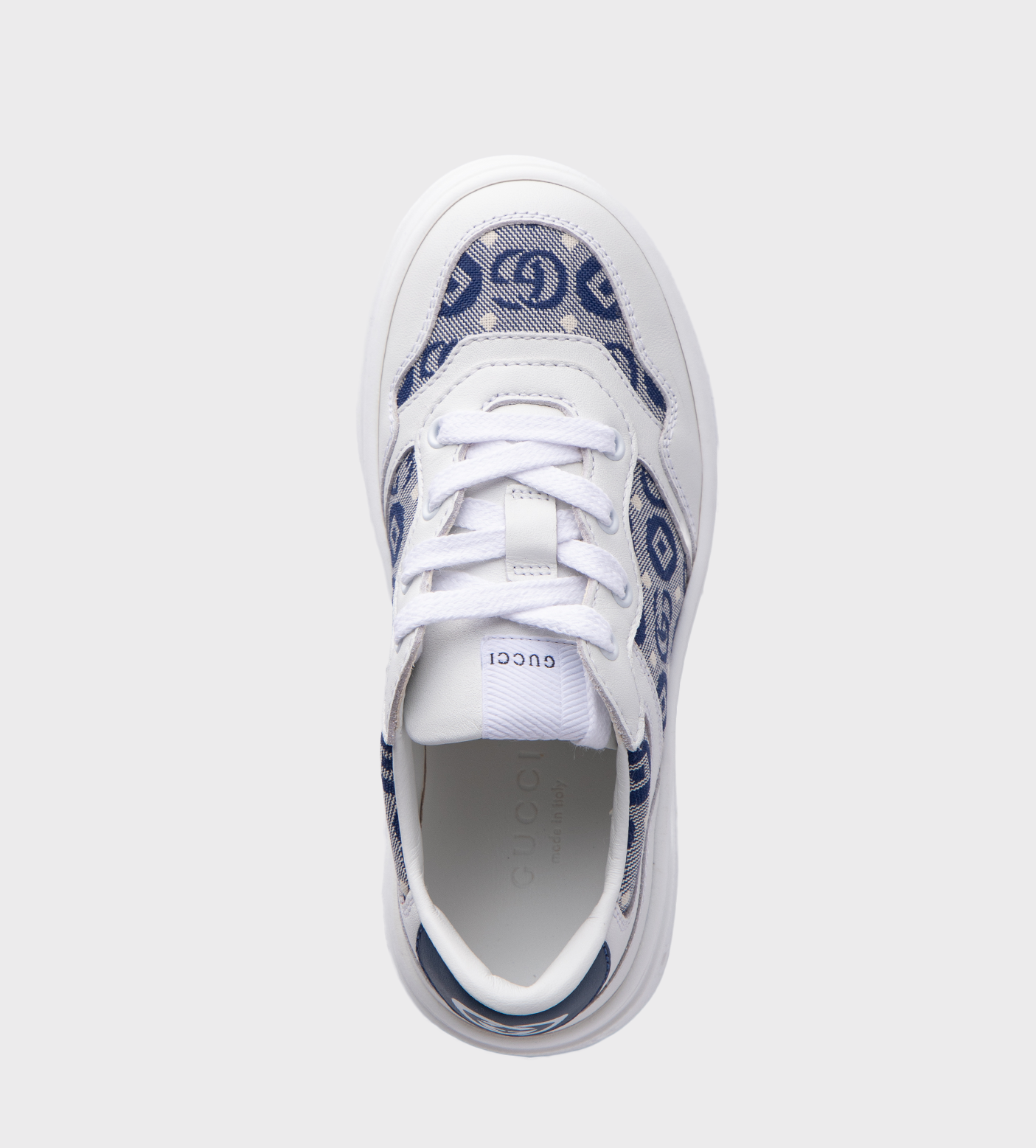 Double G Leather Platform Sneakers White Blue