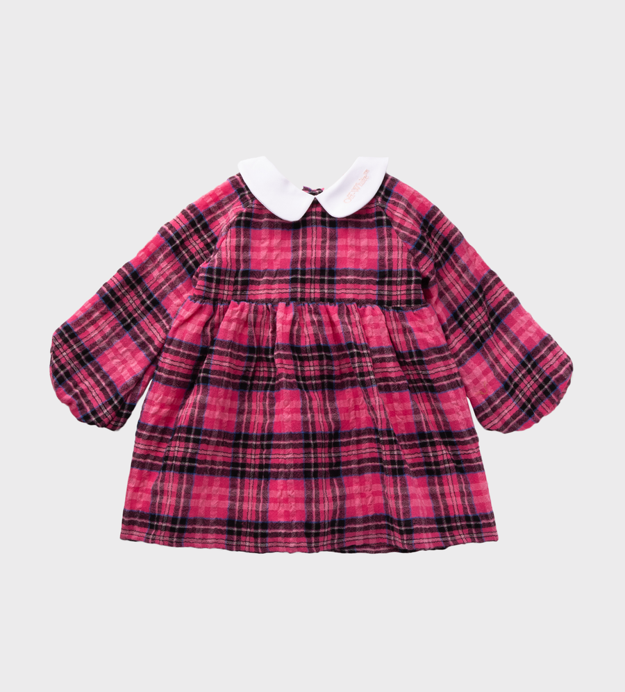 Baby Pleated Check Print Dress Pink