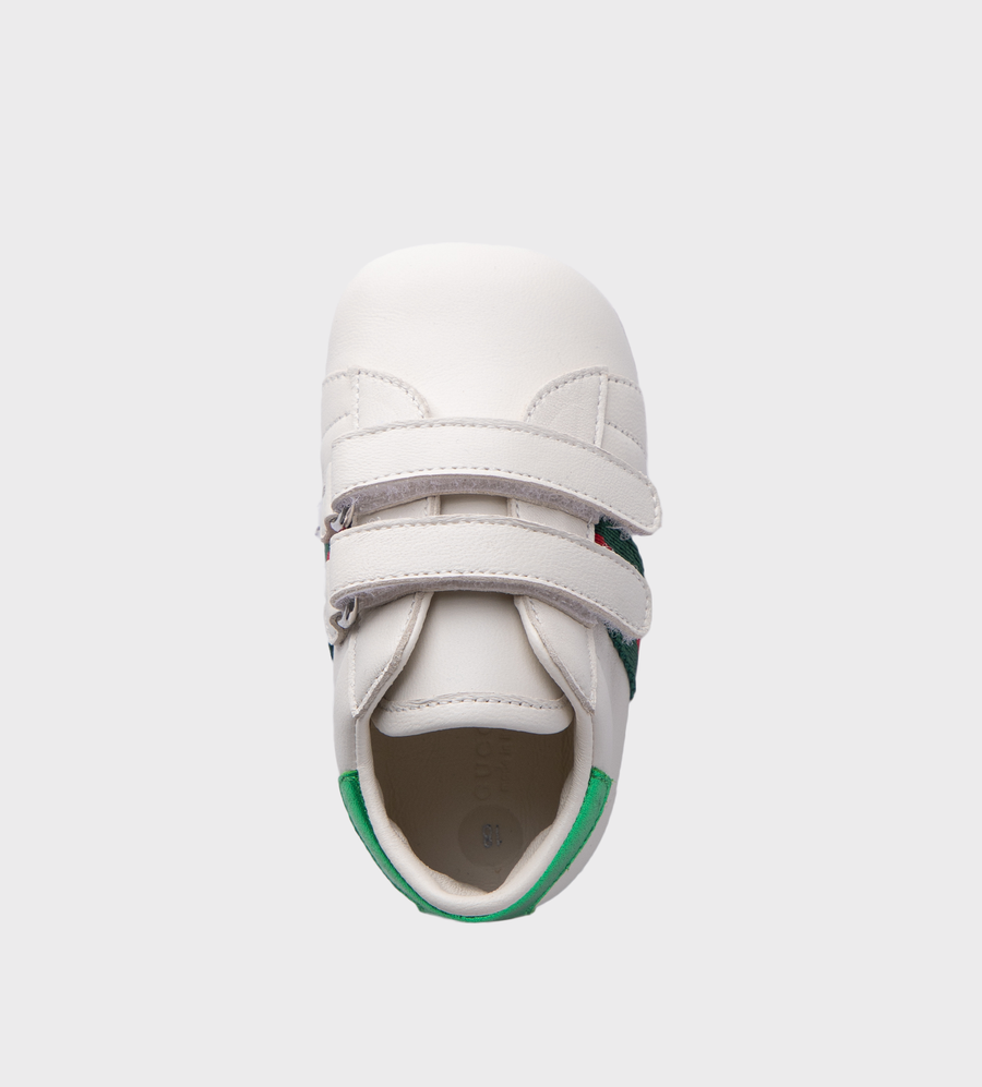 Baby Web-Stripe Low-Top Sneakers White