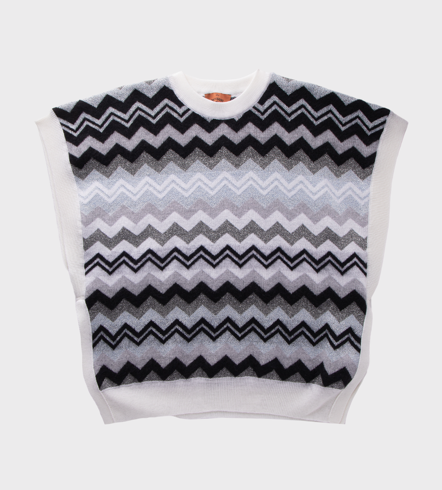 Pattern Knitted Gilet Black/White