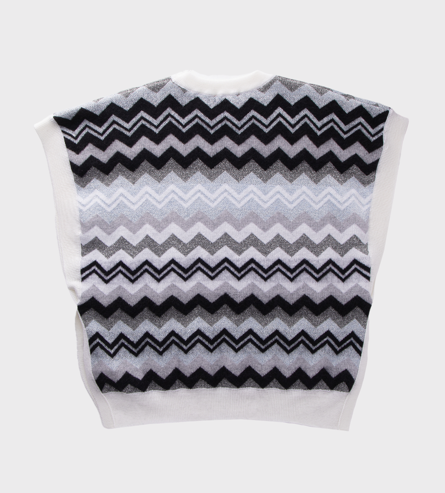 Pattern Knitted Gilet Black/White