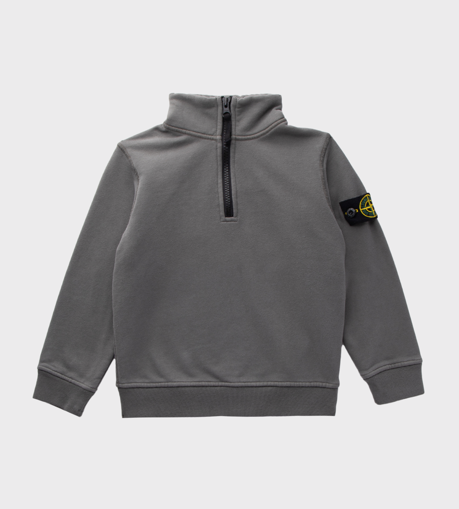 Compass-Patch Quarter-Zip Sweatshirt Grey
