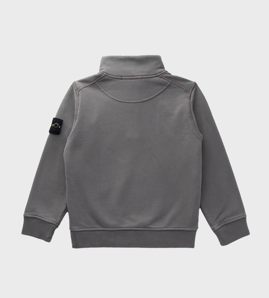 Compass-Patch Quarter-Zip Sweatshirt Grey