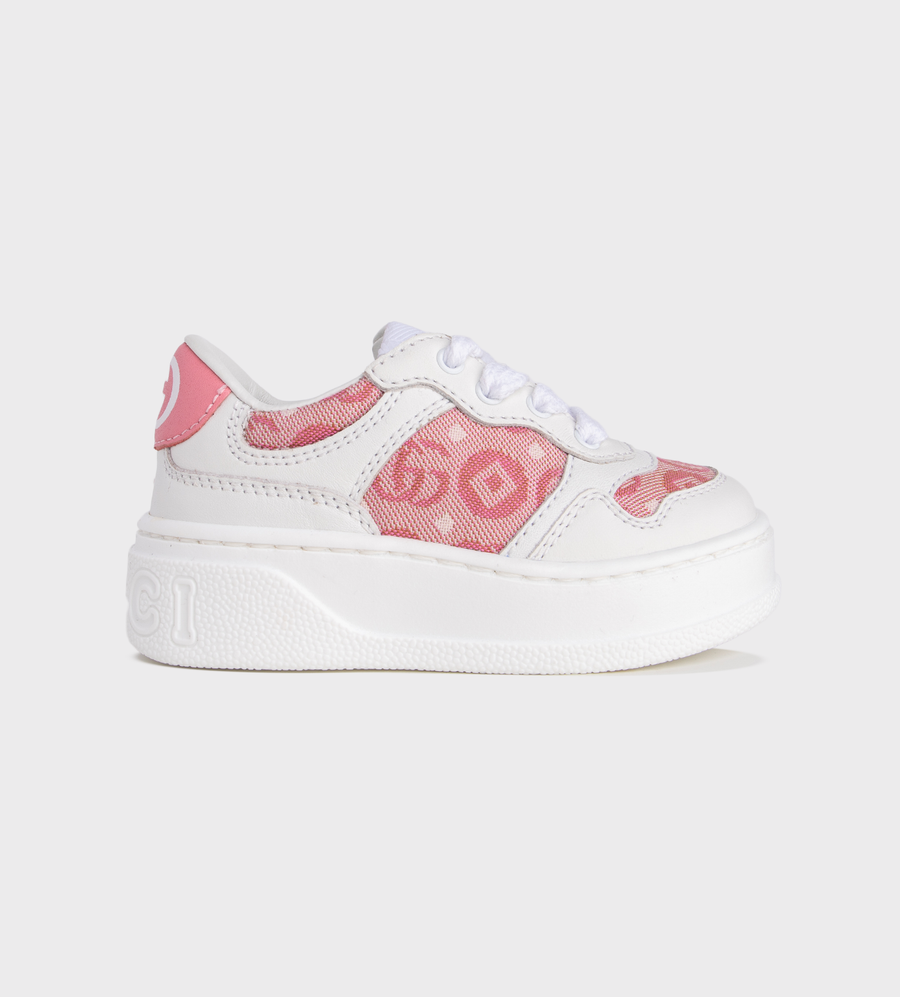Double G Leather Platform Sneakers Pink
