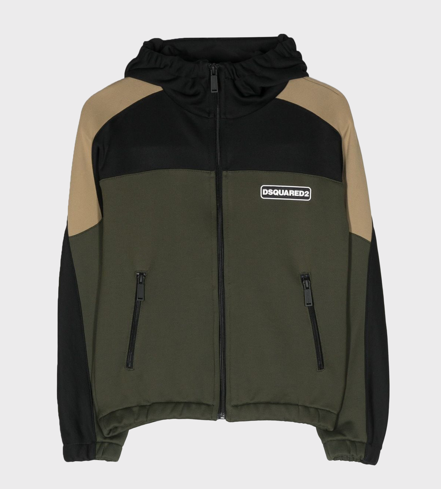 Hooded Color-Block Jacket Green